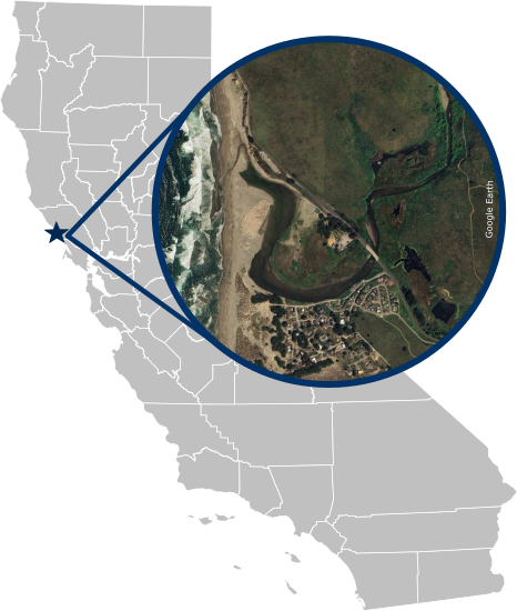 Map of California showing location of Salmon Creek, with photo