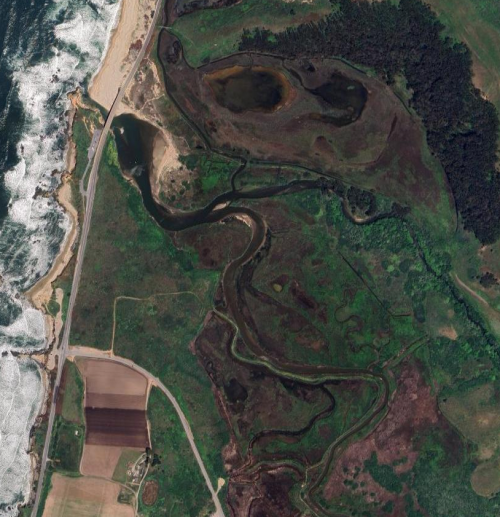 satellite view of pescadero estuary